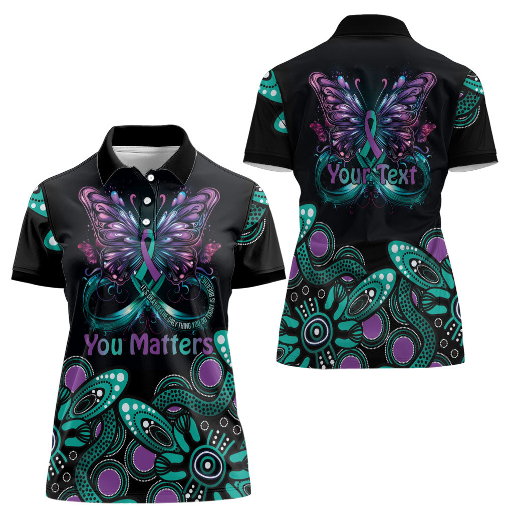 Personalised Hope Fight Suicide Prevention Support Women Polo Shirt Aboriginal Motif