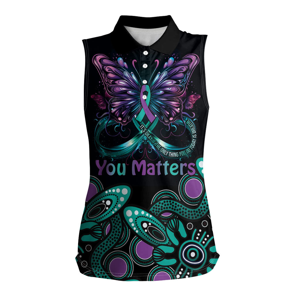 Personalised Hope Fight Suicide Prevention Support Women Sleeveless Polo Shirt Aboriginal Motif