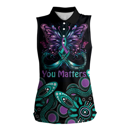 Personalised Hope Fight Suicide Prevention Support Women Sleeveless Polo Shirt Aboriginal Motif