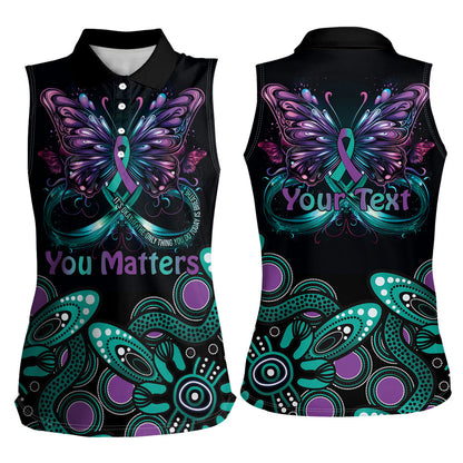 Personalised Hope Fight Suicide Prevention Support Women Sleeveless Polo Shirt Aboriginal Motif
