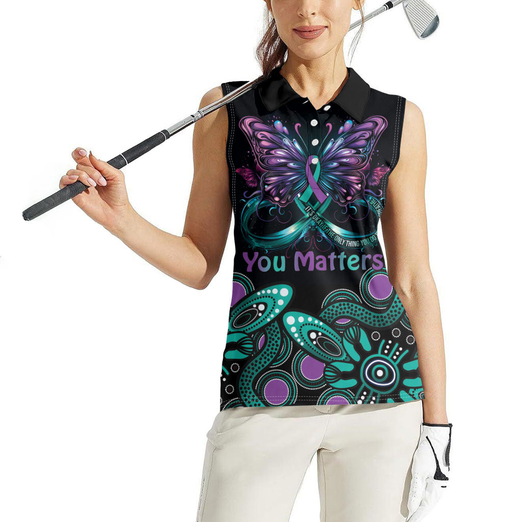 Personalised Hope Fight Suicide Prevention Support Women Sleeveless Polo Shirt Aboriginal Motif