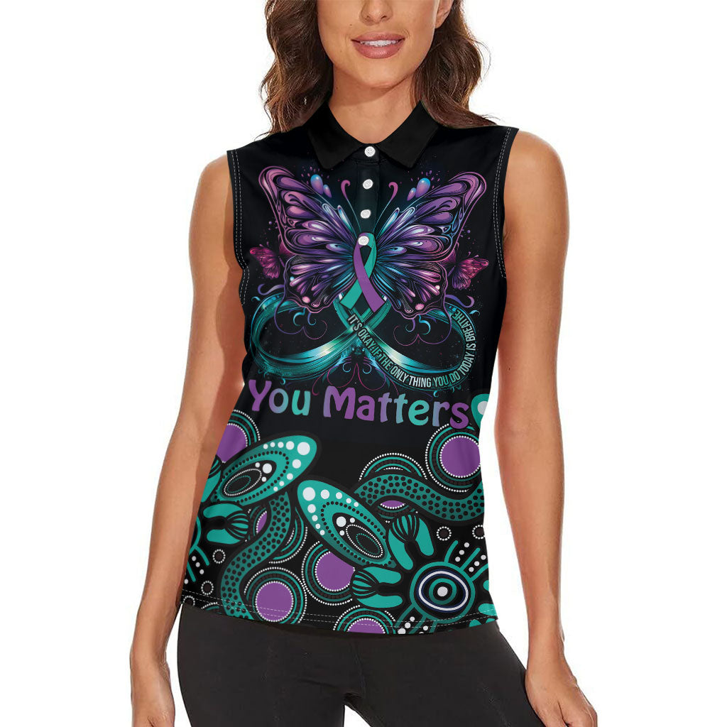 Personalised Hope Fight Suicide Prevention Support Women Sleeveless Polo Shirt Aboriginal Motif