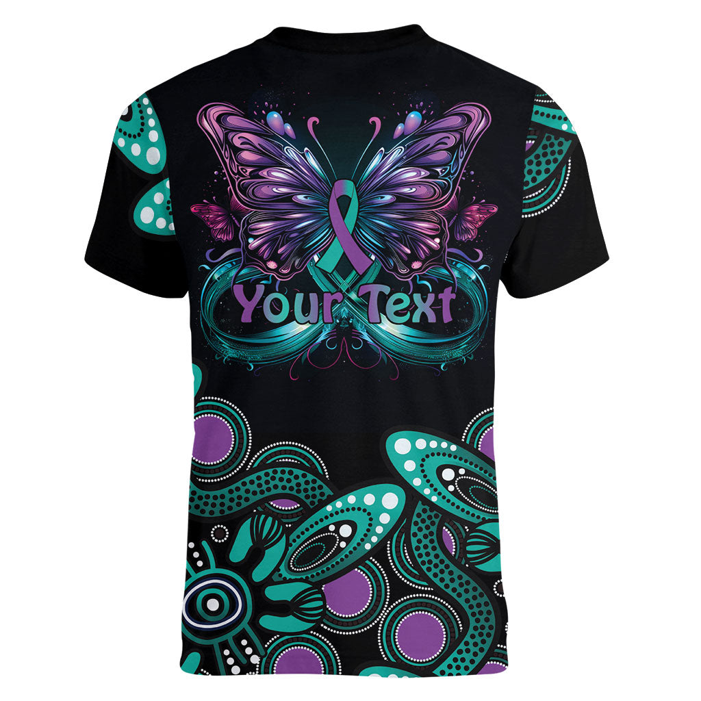 Personalised Hope Fight Suicide Prevention Support Women V-Neck T-Shirt Aboriginal Motif
