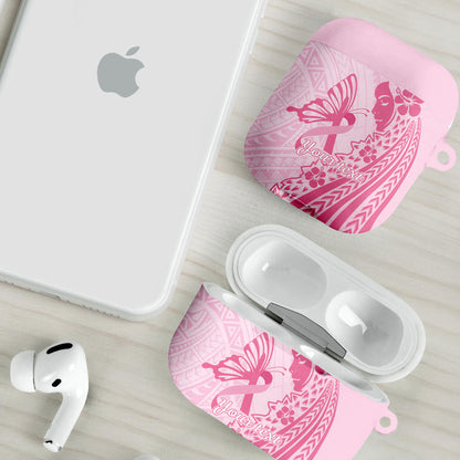 Pacific Girl and Butterfly Cancer Pink Ribbon Personalised AirPods Case