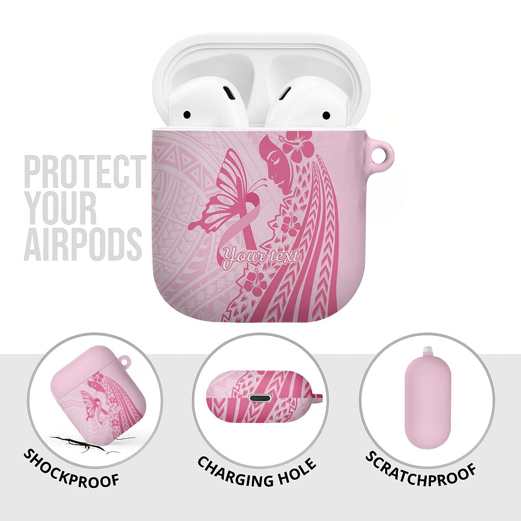 Pacific Girl and Butterfly Cancer Pink Ribbon Personalised AirPods Case