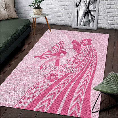 Pacific Girl and Butterfly Cancer Pink Ribbon Personalised Area Rug