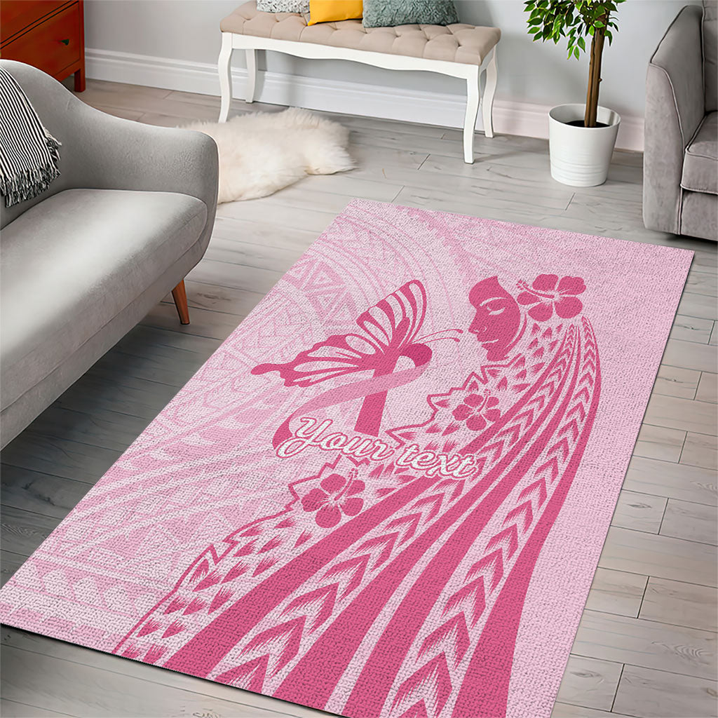 Pacific Girl and Butterfly Cancer Pink Ribbon Personalised Area Rug