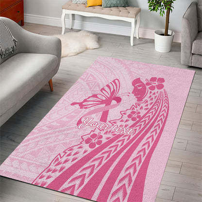 Pacific Girl and Butterfly Cancer Pink Ribbon Personalised Area Rug