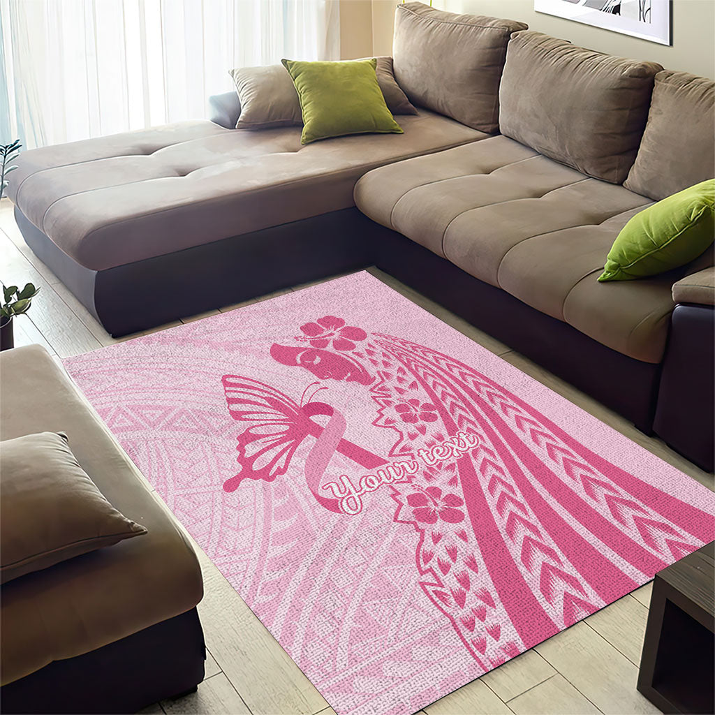 Pacific Girl and Butterfly Cancer Pink Ribbon Personalised Area Rug