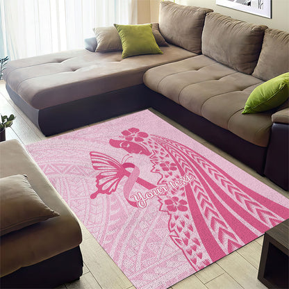 Pacific Girl and Butterfly Cancer Pink Ribbon Personalised Area Rug