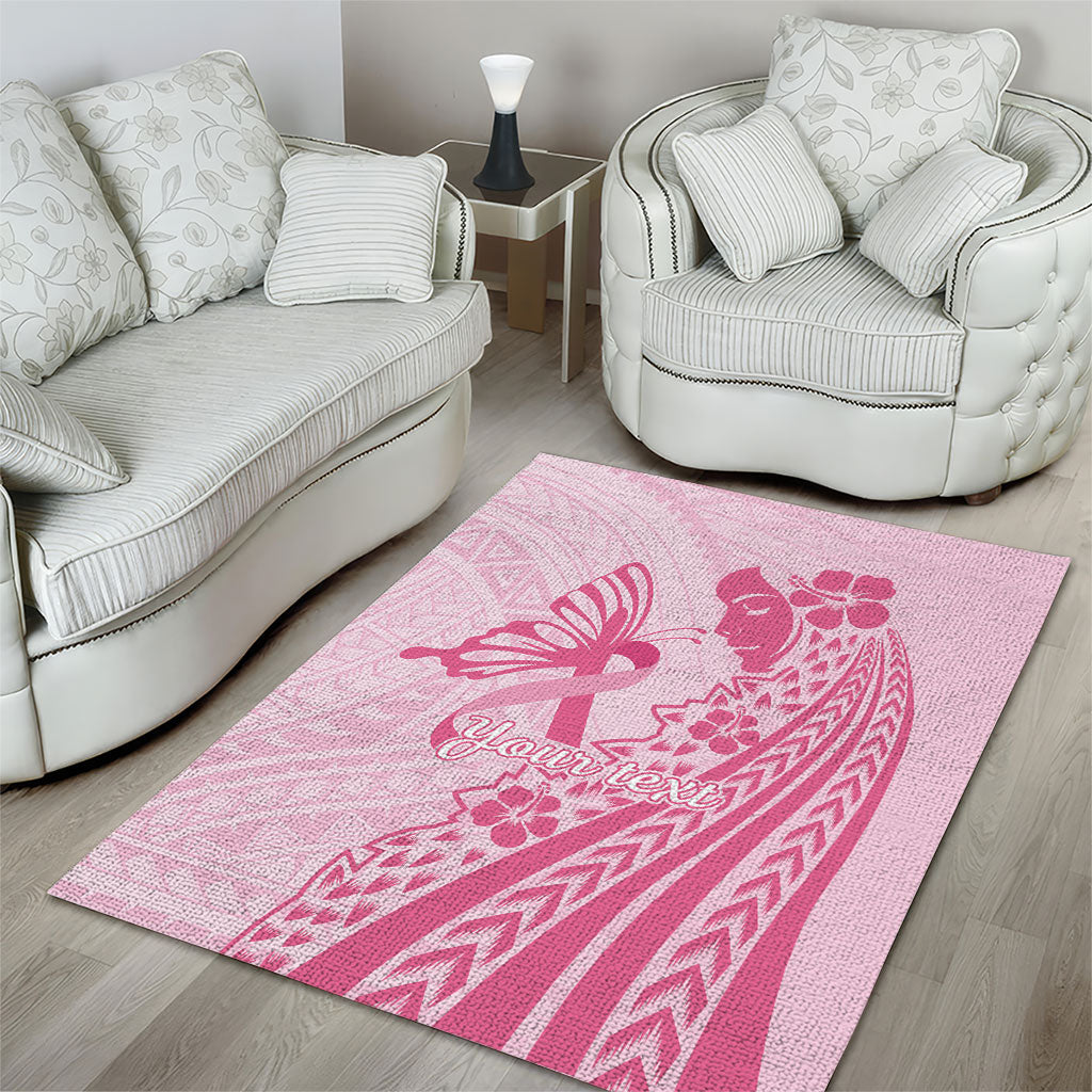 Pacific Girl and Butterfly Cancer Pink Ribbon Personalised Area Rug