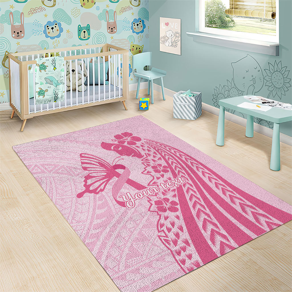 Pacific Girl and Butterfly Cancer Pink Ribbon Personalised Area Rug