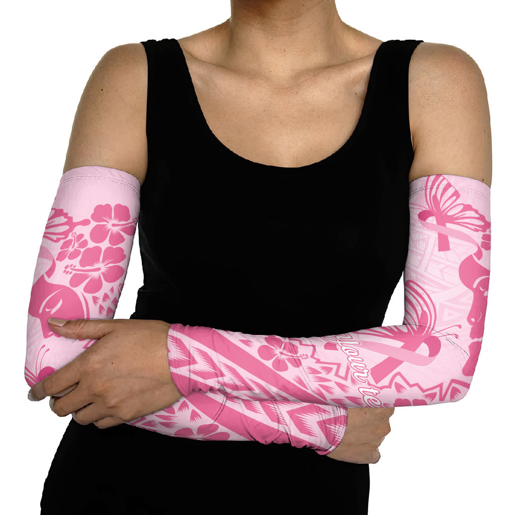 Pacific Girl and Butterfly Cancer Pink Ribbon Personalised Arm Sleeves