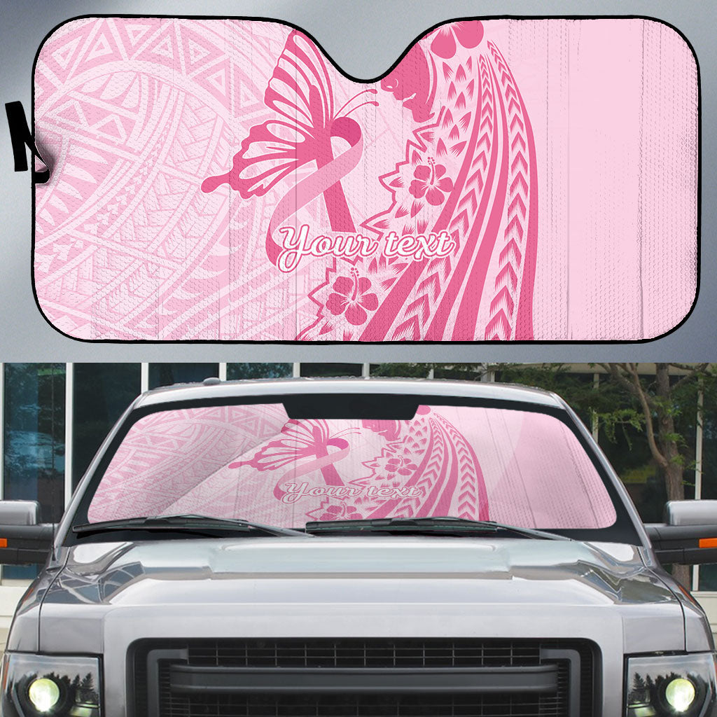 Pacific Girl and Butterfly Cancer Pink Ribbon Personalised Auto Sun Shade