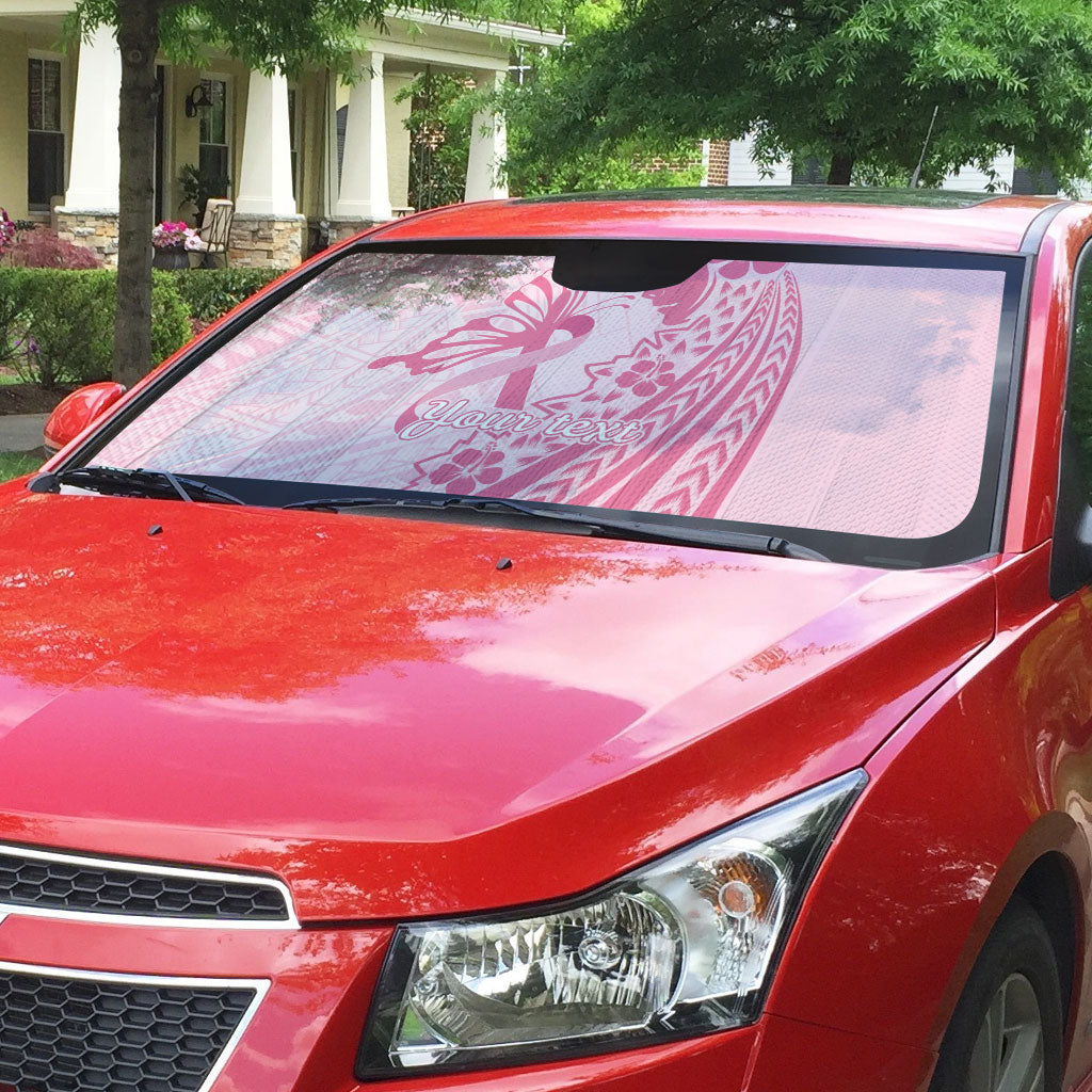 Pacific Girl and Butterfly Cancer Pink Ribbon Personalised Auto Sun Shade