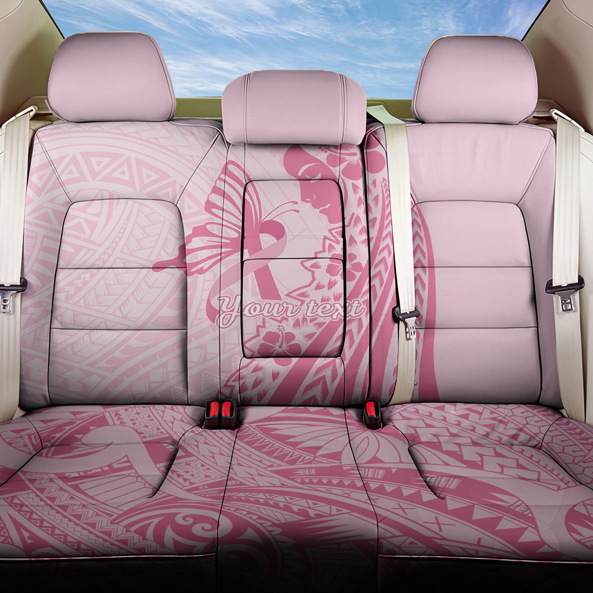 Pacific Girl and Butterfly Cancer Pink Ribbon Personalised Back Car Seat Cover