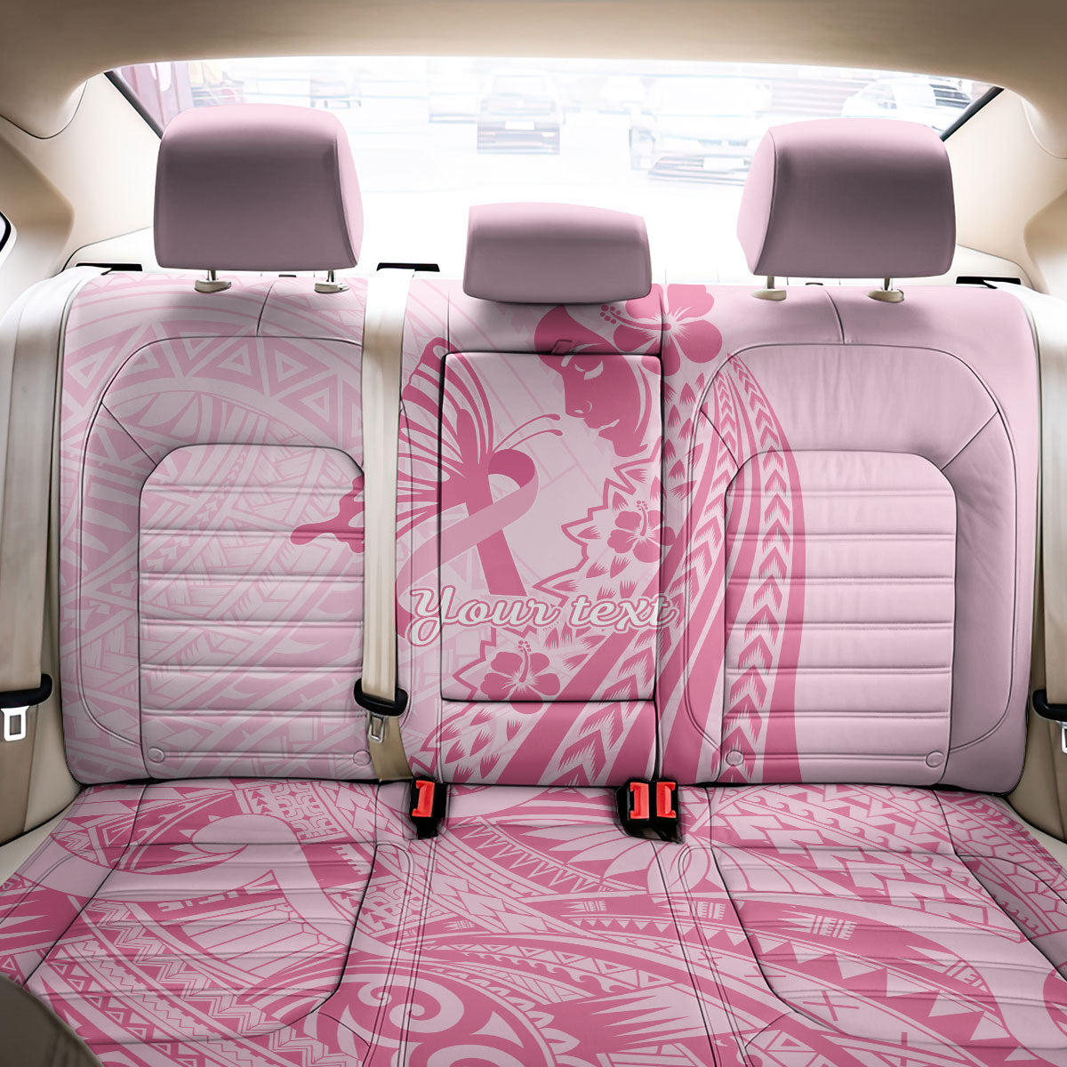 Pacific Girl and Butterfly Cancer Pink Ribbon Personalised Back Car Seat Cover