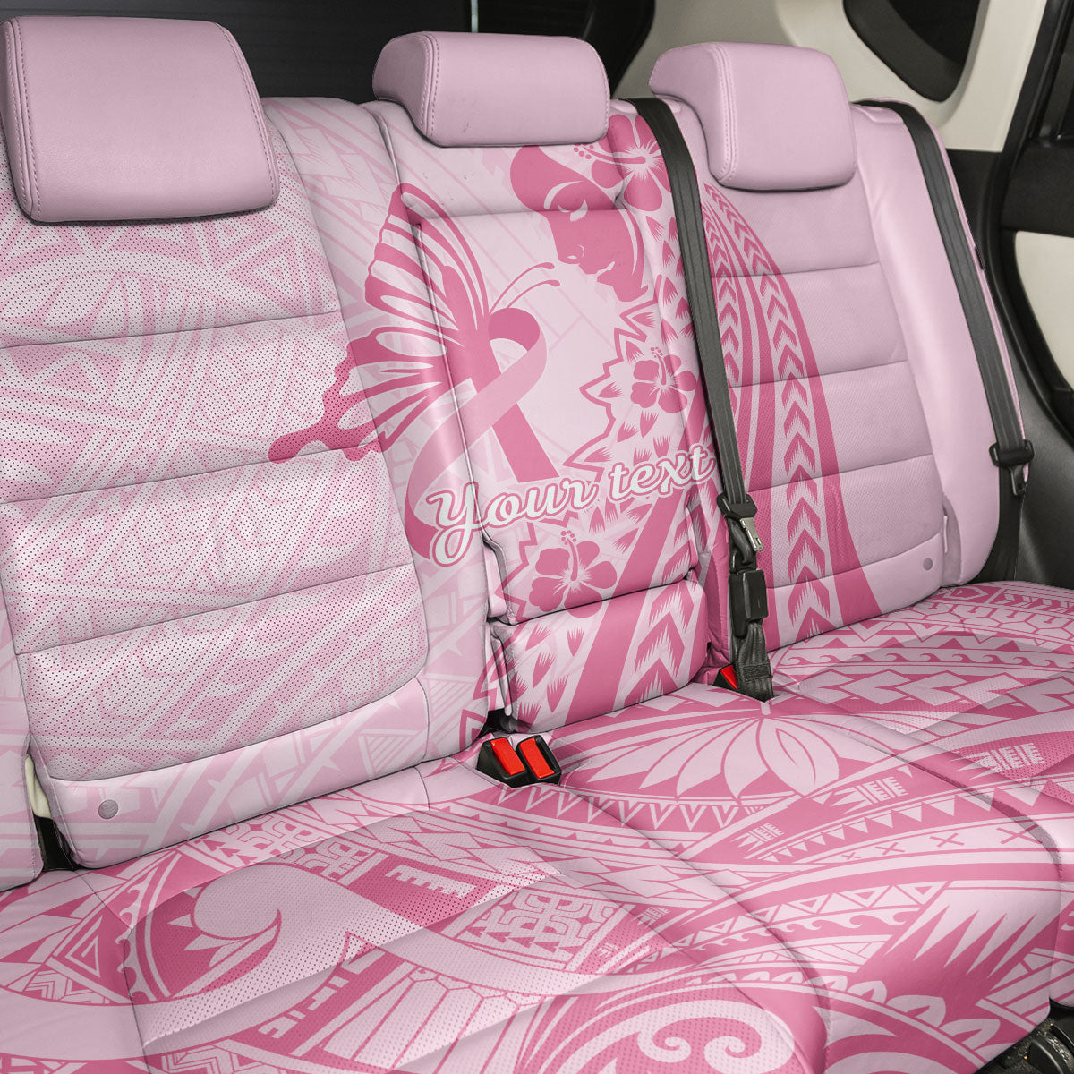 Pacific Girl and Butterfly Cancer Pink Ribbon Personalised Back Car Seat Cover