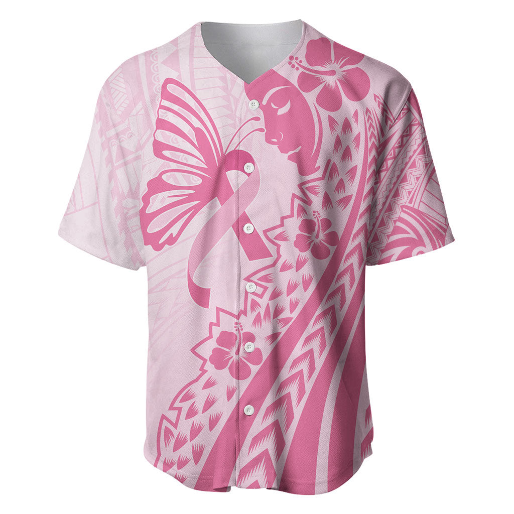 Pacific Girl and Butterfly Cancer Pink Ribbon Personalised Baseball Jersey