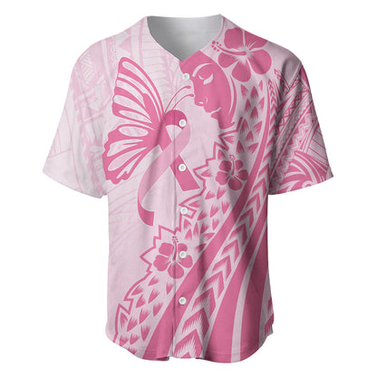 Pacific Girl and Butterfly Cancer Pink Ribbon Personalised Baseball Jersey