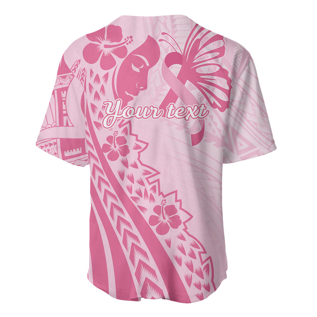 Pacific Girl and Butterfly Cancer Pink Ribbon Personalised Baseball Jersey