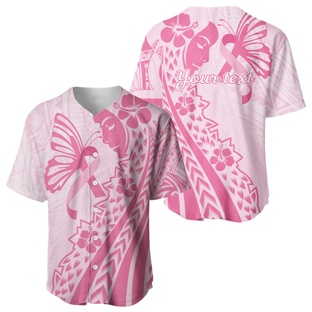 Pacific Girl and Butterfly Cancer Pink Ribbon Personalised Baseball Jersey