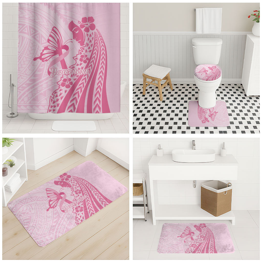 Pacific Girl and Butterfly Cancer Pink Ribbon Personalised Bathroom Set