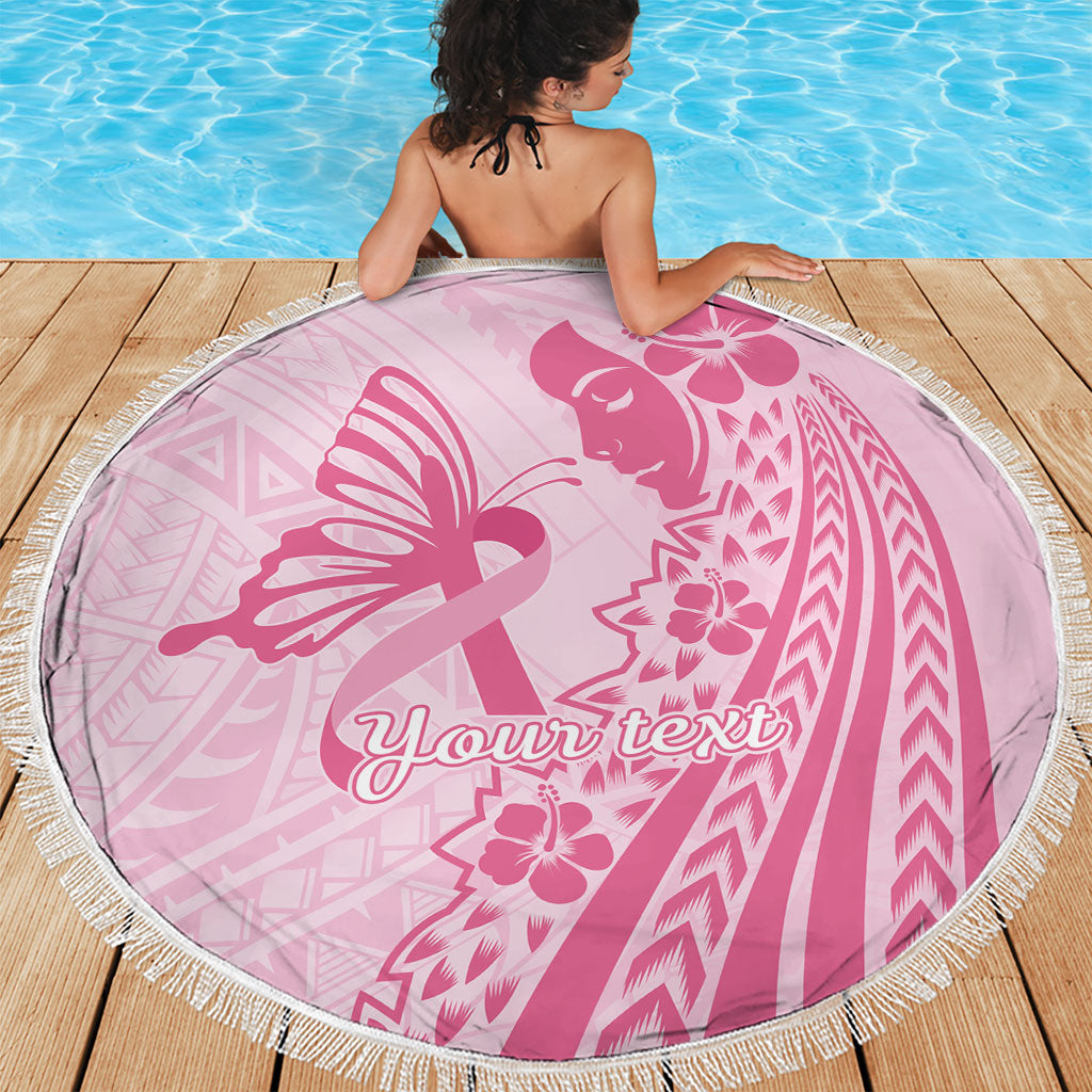 Pacific Girl and Butterfly Cancer Pink Ribbon Personalised Beach Blanket