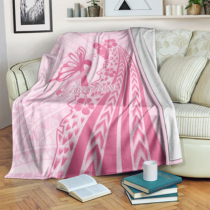 Pacific Girl and Butterfly Cancer Pink Ribbon Personalised Blanket