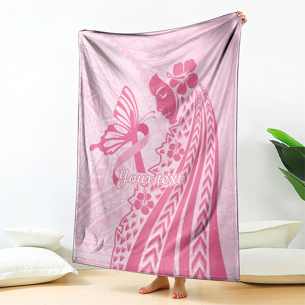 Pacific Girl and Butterfly Cancer Pink Ribbon Personalised Blanket