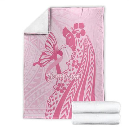 Pacific Girl and Butterfly Cancer Pink Ribbon Personalised Blanket