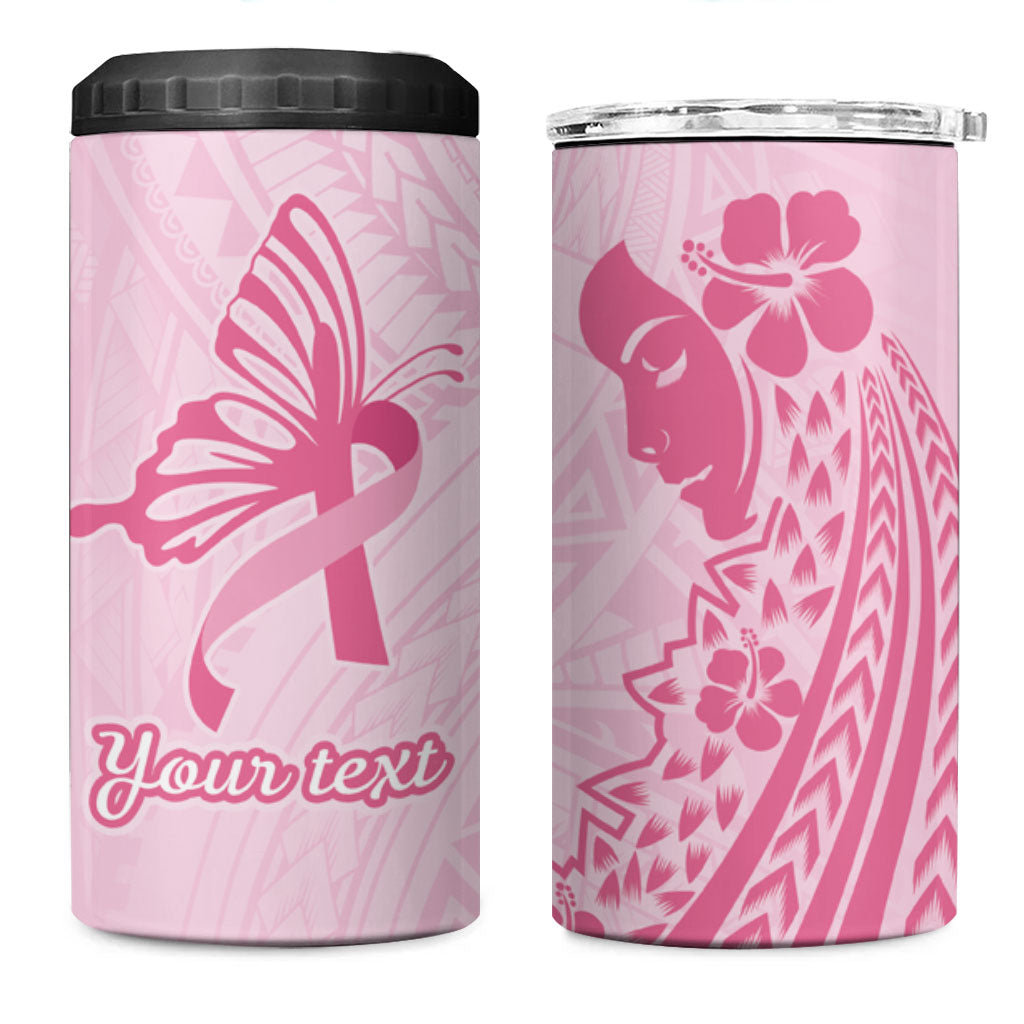 Pacific Girl and Butterfly Cancer Pink Ribbon Personalised 4 in 1 Can Cooler Tumbler