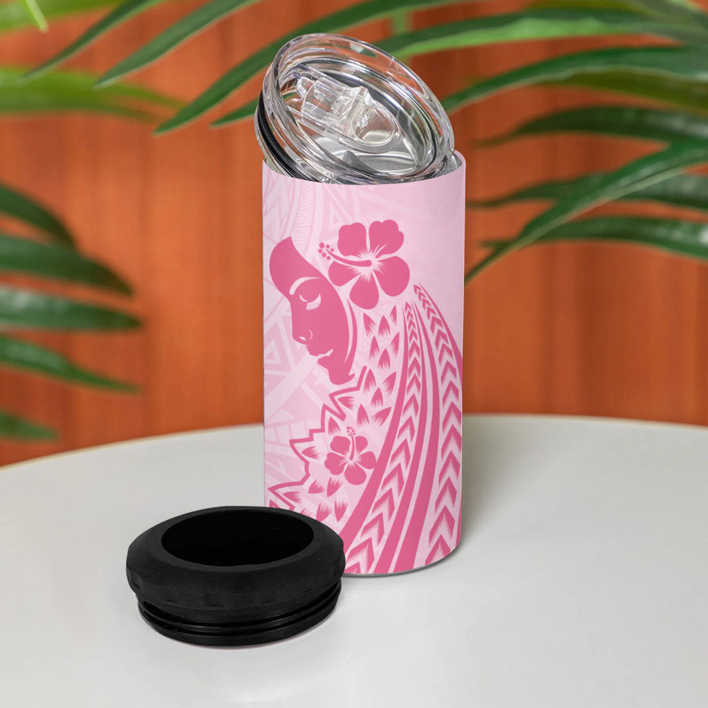 Pacific Girl and Butterfly Cancer Pink Ribbon Personalised 4 in 1 Can Cooler Tumbler
