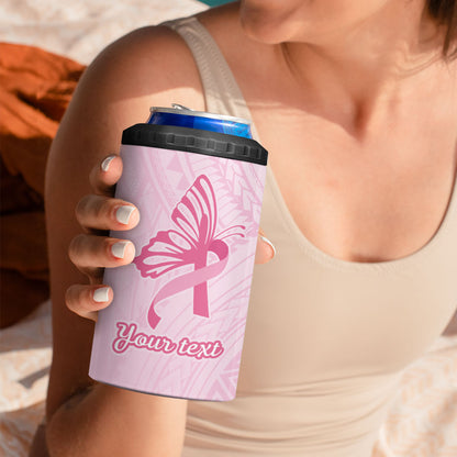 Pacific Girl and Butterfly Cancer Pink Ribbon Personalised 4 in 1 Can Cooler Tumbler