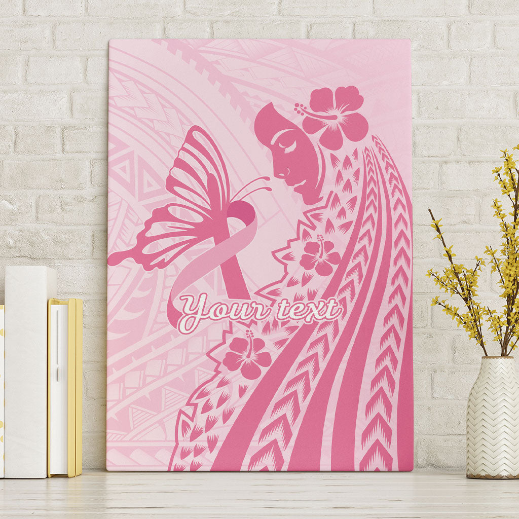 Pacific Girl and Butterfly Cancer Pink Ribbon Personalised Canvas Wall Art