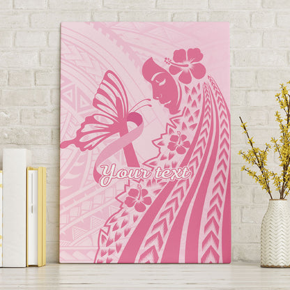 Pacific Girl and Butterfly Cancer Pink Ribbon Personalised Canvas Wall Art
