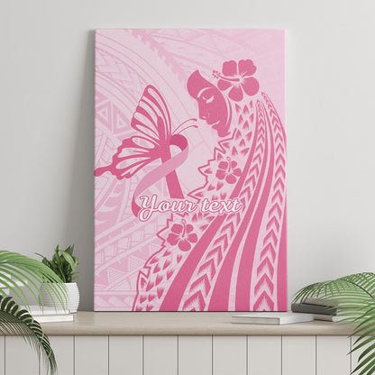 Pacific Girl and Butterfly Cancer Pink Ribbon Personalised Canvas Wall Art
