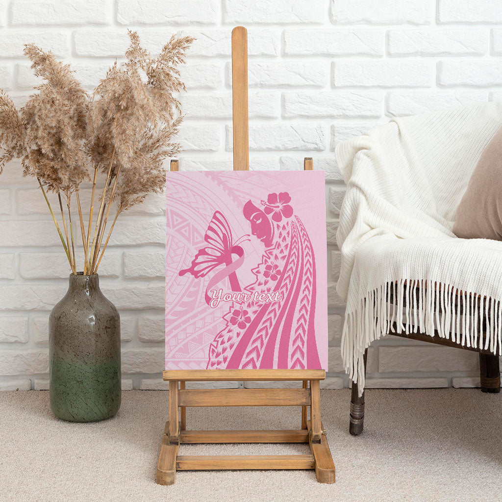 Pacific Girl and Butterfly Cancer Pink Ribbon Personalised Canvas Wall Art