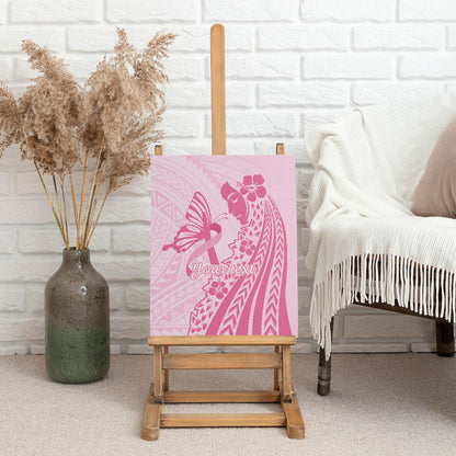 Pacific Girl and Butterfly Cancer Pink Ribbon Personalised Canvas Wall Art