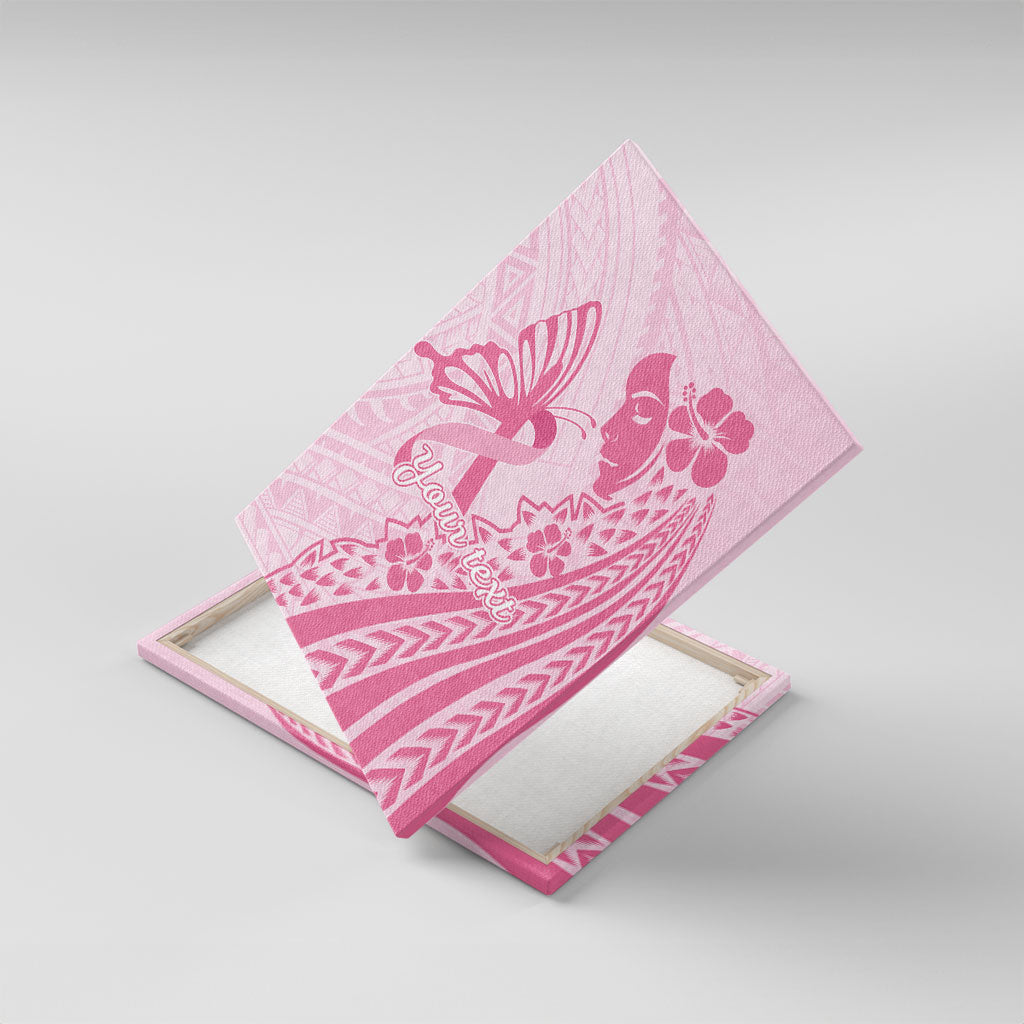Pacific Girl and Butterfly Cancer Pink Ribbon Personalised Canvas Wall Art