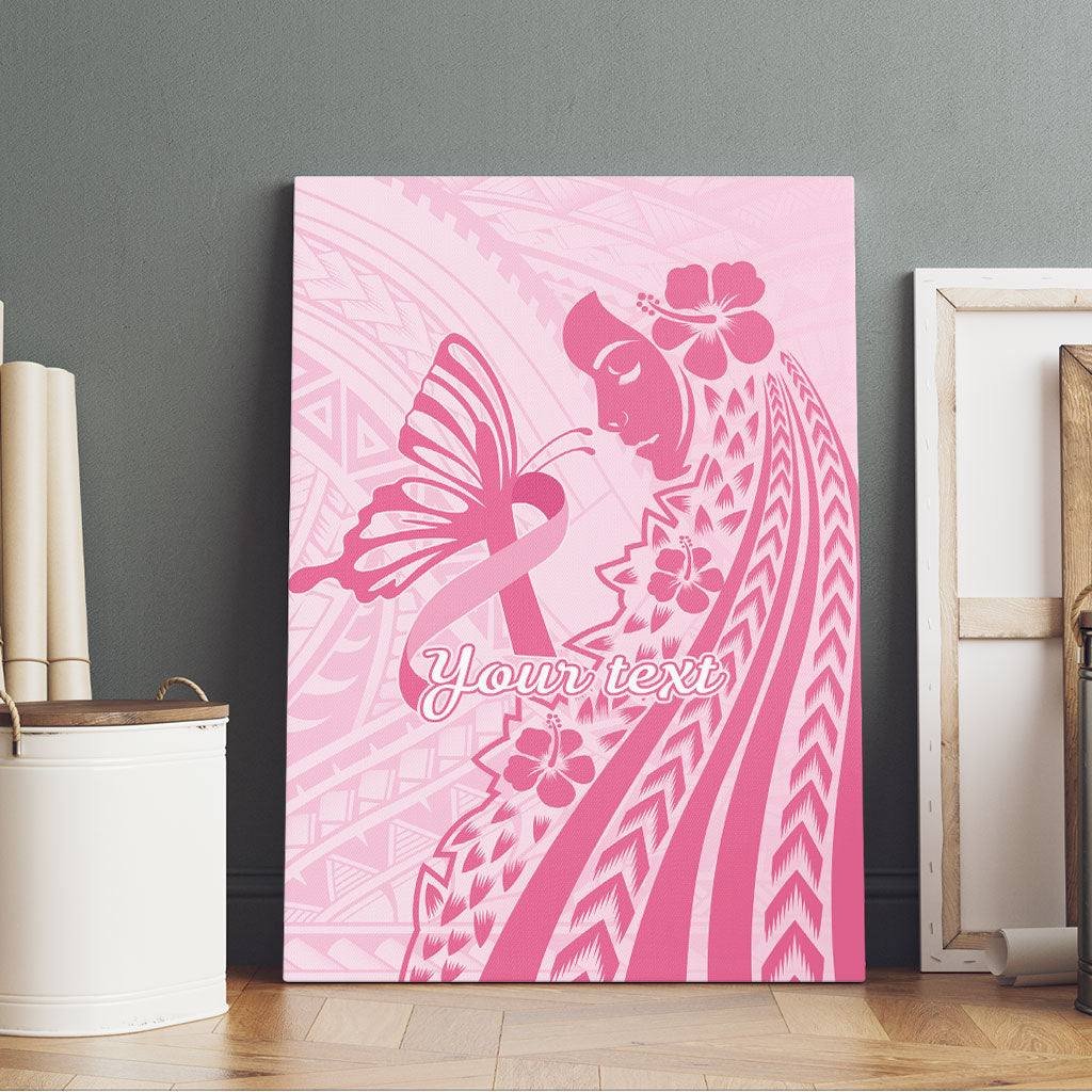 Pacific Girl and Butterfly Cancer Pink Ribbon Personalised Canvas Wall Art