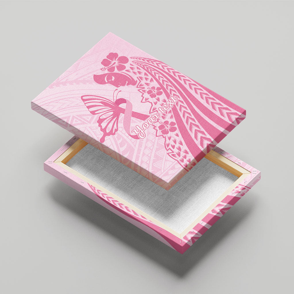 Pacific Girl and Butterfly Cancer Pink Ribbon Personalised Canvas Wall Art