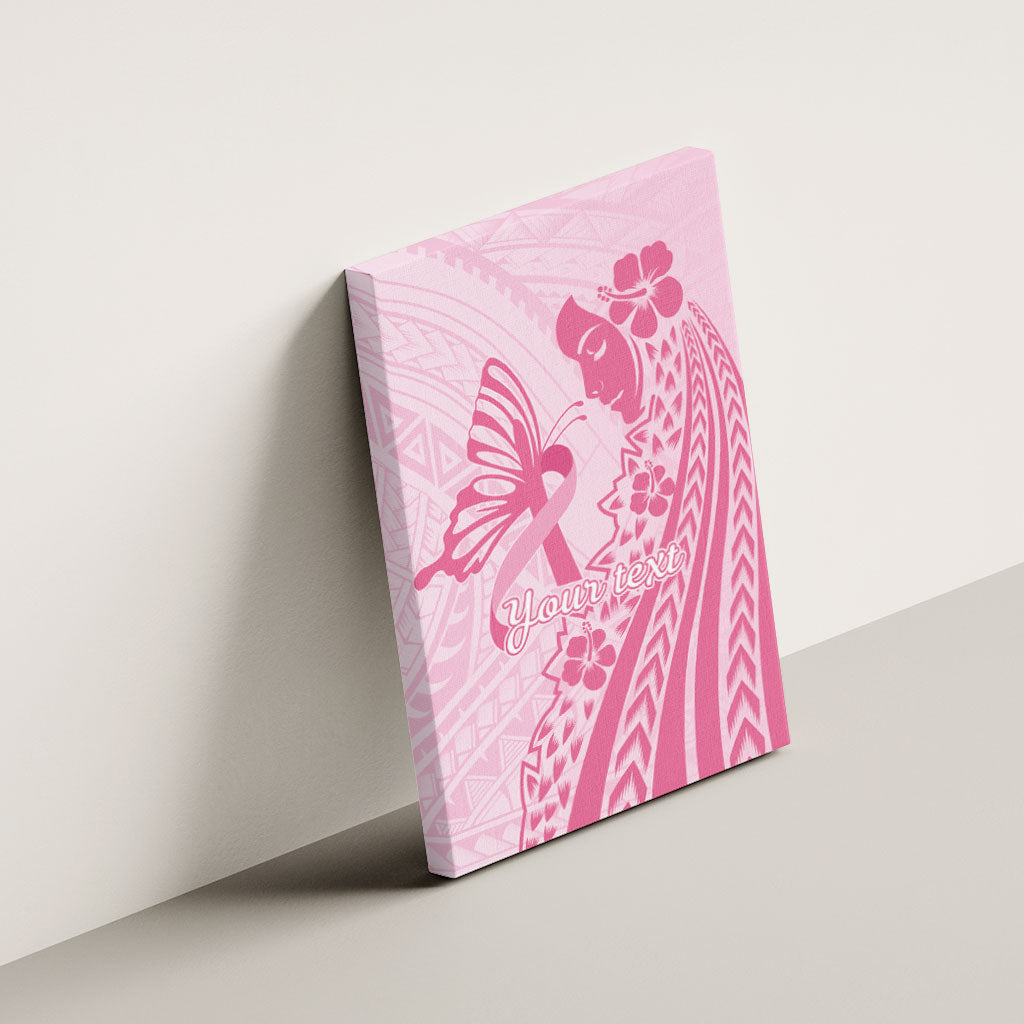 Pacific Girl and Butterfly Cancer Pink Ribbon Personalised Canvas Wall Art