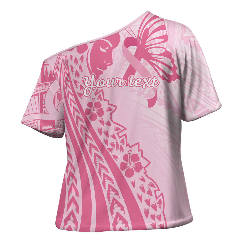 Pacific Girl and Butterfly Cancer Pink Ribbon Personalised Cross Shoulder Shirt