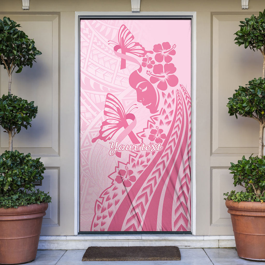Pacific Girl and Butterfly Cancer Pink Ribbon Personalised Door Cover