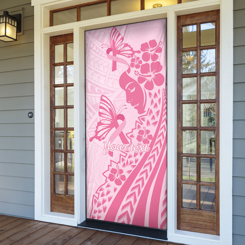 Pacific Girl and Butterfly Cancer Pink Ribbon Personalised Door Cover