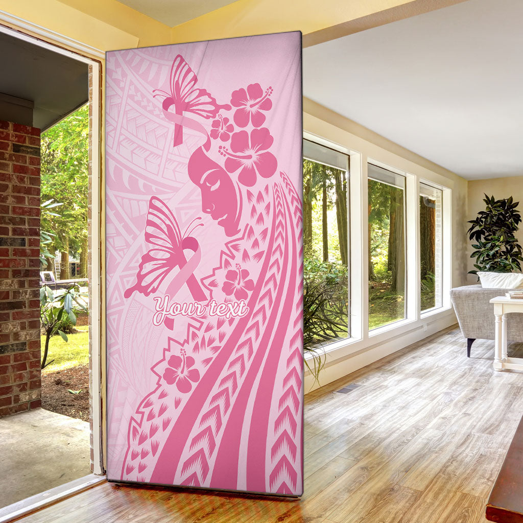 Pacific Girl and Butterfly Cancer Pink Ribbon Personalised Door Cover