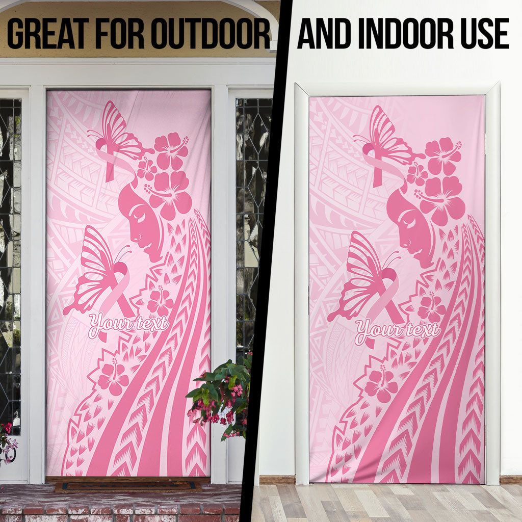 Pacific Girl and Butterfly Cancer Pink Ribbon Personalised Door Cover
