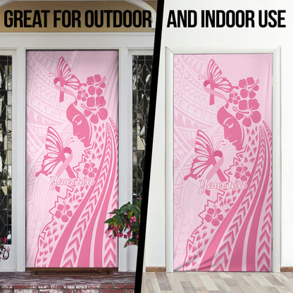 Pacific Girl and Butterfly Cancer Pink Ribbon Personalised Door Cover