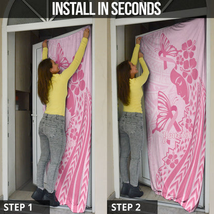 Pacific Girl and Butterfly Cancer Pink Ribbon Personalised Door Cover